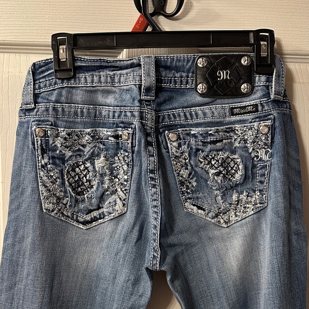 Miss Me Boot Cut Relaxed Jeans SIZE 28 Low Rise Inseam 34  Blue Women Teen - Picture 4 of 11